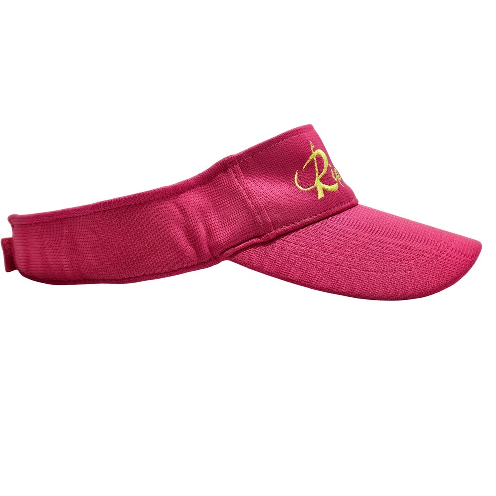 Women's Neon Pink With Yellow Lettering Rip A Lip Adjustable Fishing Visor Hat - Picture 2 of 8